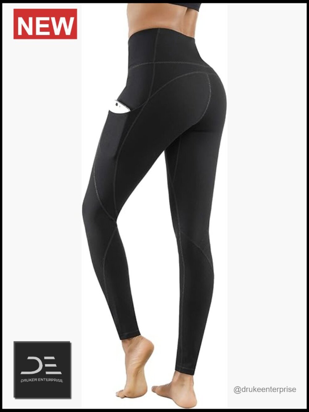 High Waist Yoga Pants with Pockets Tummy Control 4 Ways Stretch Workout Running